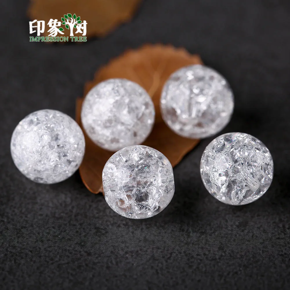

Natural Round Cracked Beads Pick Size 4/6/8/10/12mm Loose Clear Crystal Spacer Beads Fit Necklace For DIY Jewelry Making 2971