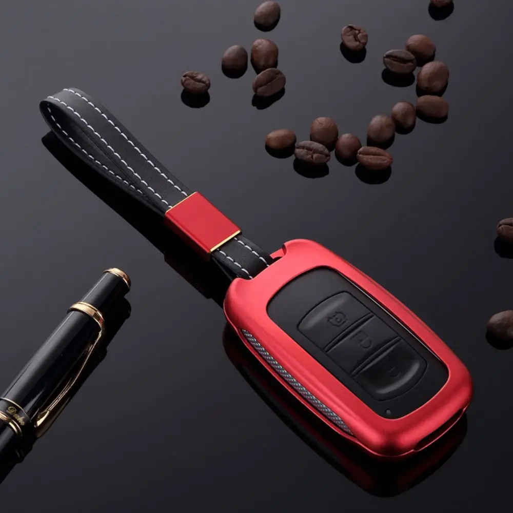 Алюминиевый сплав автомобильный чехол для ключа для Dongfeng Fengguang 580 смарт-пульт дистанционного управления брелок Оболочка Чехол Брелок протектор сумка автомобильный аксессуар - Название цвета: Красный