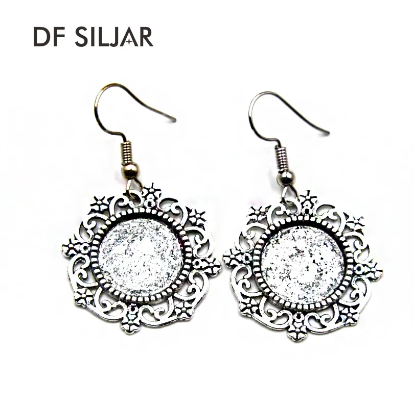

20pc/lot 14mm Antique Silver Earring Base Cabochon Setting Earring Base Metal Blanks Round Bezel Fit Jewelry Findings Y1158