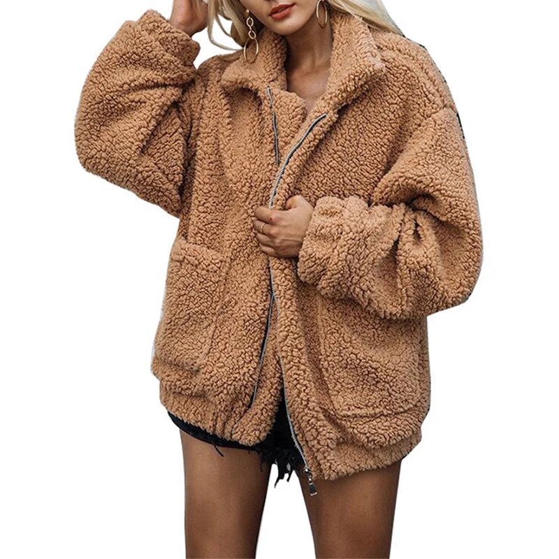 

2018 Winter New Arrival Women Fashion Fluffy Faux Fur Warm Coat Lady teddy Coats Shaggy Jacket Zipper Outwear Jackets PC306