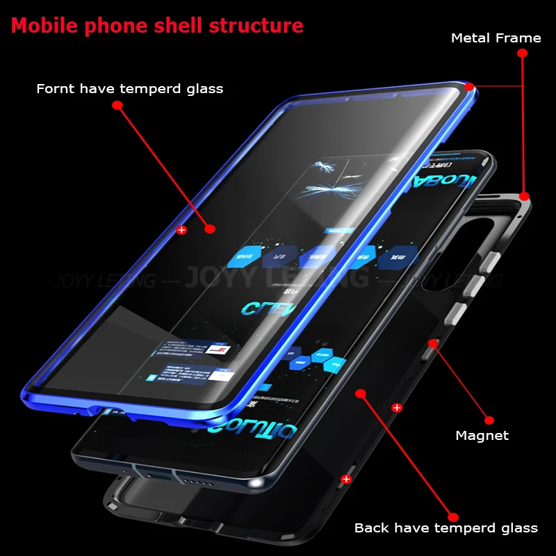 Luxury 360 Full Protection Magnetic Adsorption Phone Case For Huawei P30 Pro Metal Bumper Clear Glass Cover Case For P 30 Pro Luxury 360 Full Protection Magnetic Adsorption Phone Case For Huawei P30 Pro Metal Bumper Clear Glass Cover Case For P 30 Pro