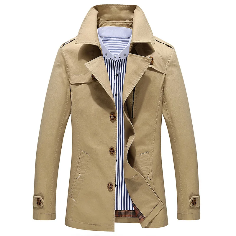 Мужской Тренч Manteau Homme недорогой Хлопковый тренч с отложным воротником большой