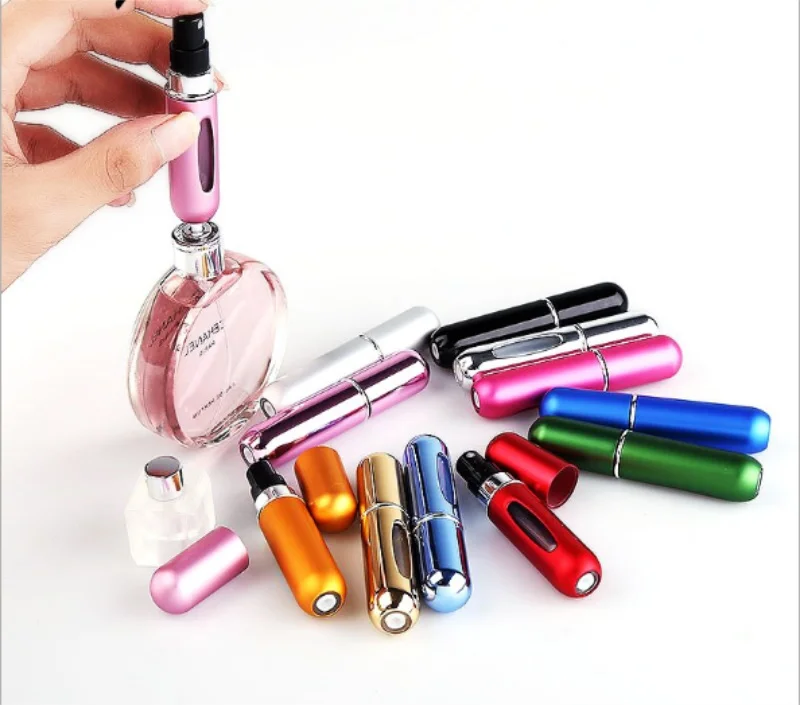 5 ML Portable Refillable Glass Perfume Bottle With Aluminum Sprayer Empty Cosmetic Parfum Vial For Traveler / by dhl 200pcs |