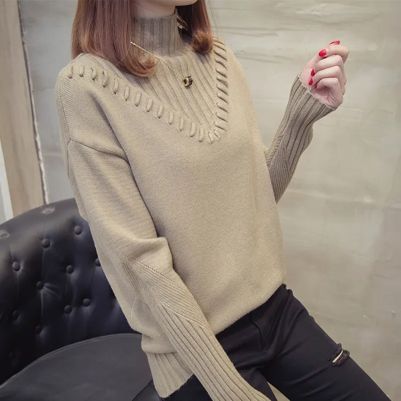 

8 Colors Autumn New Pure Color Turtleneck Women Winter Sweaters Korean Knitted Sweater Loose Bottom Thick Sweaters and Pullovers