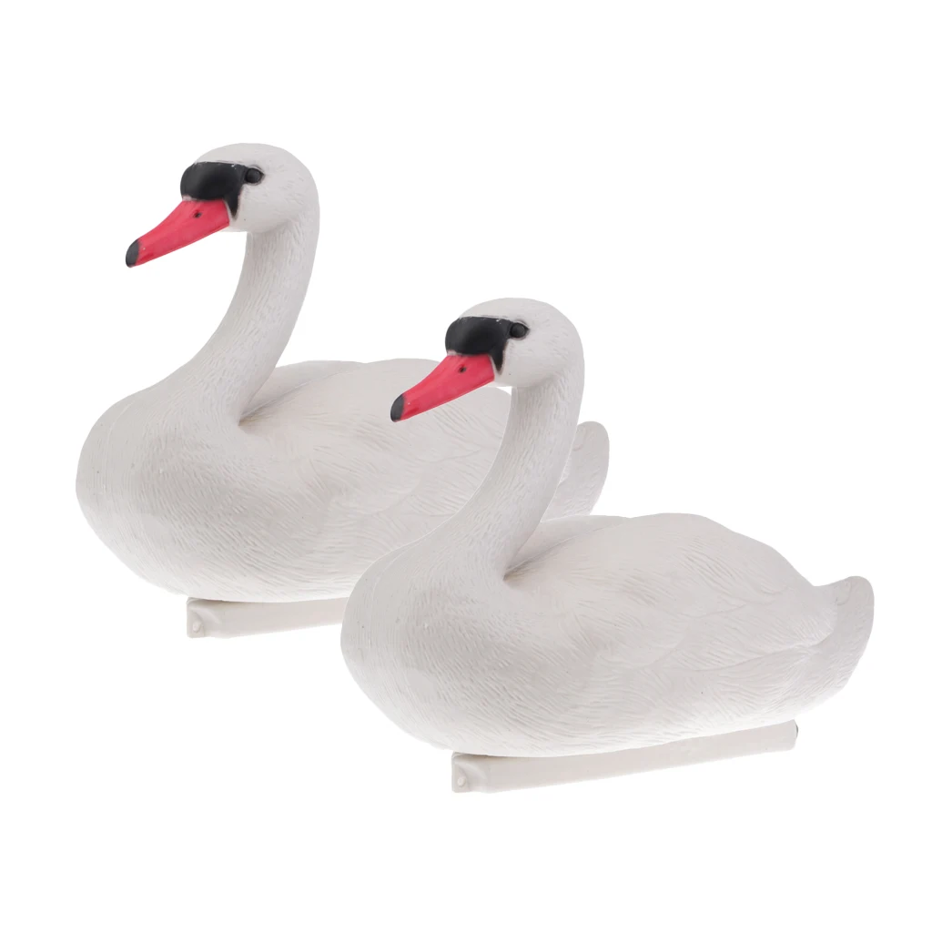 2pcs Swan Hunting Decoys Floating Goose Decoys Garden Decors Yard Scarer Highly Simulated 3D lifelike Hunting Decoy Ornament