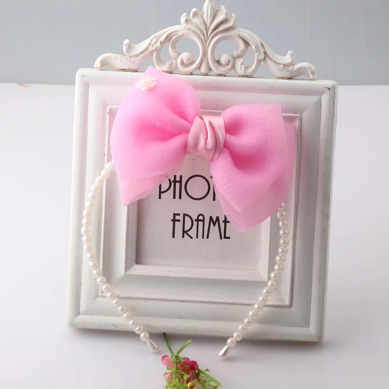 

Korean Style Princess Pearl Bow with Shell Flower Elegant kids Girl pearl Headbands Hair bands children Lovely Hair Accessories
