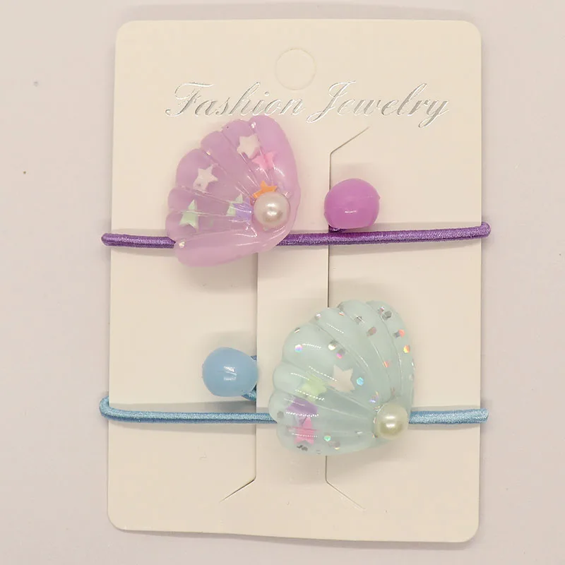 

2PCS Pearl Shell Children Headwear Elastic Hair Bands Princess Hair Ropes Kids Headdress Girls Hair Accessories Baby Headband