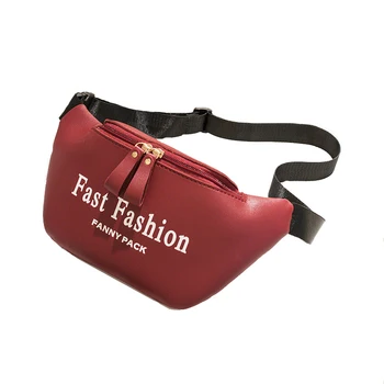 

Brand Fashion Waterproof Women Waist Bags Wine Red Brown PU Lrather Fanny Pack Pink Black Letter Waist Packs Chest Phone Pouch