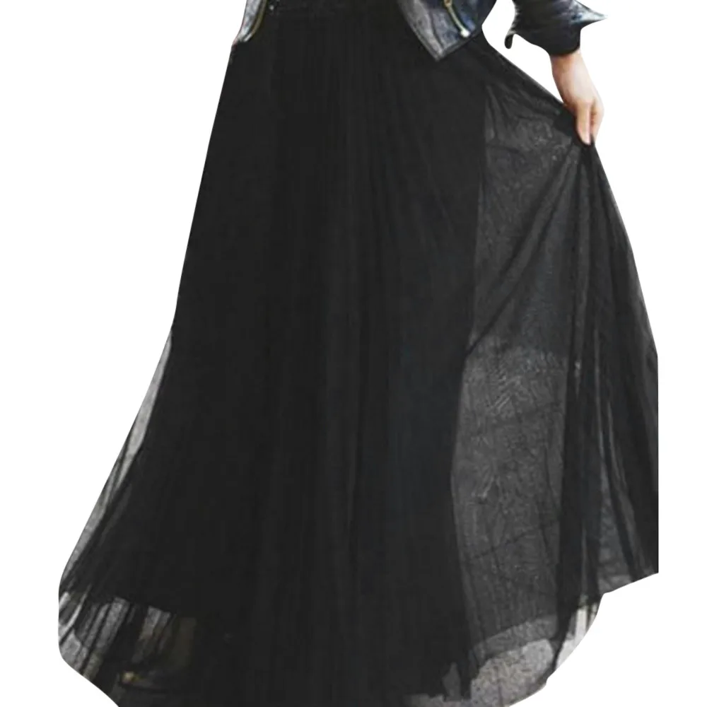 Модные однотонные юбки в стиле ампир женские сексуальные вечерние шифоновые юбки с высокой талией, на шнуровке, на бедрах, длинная юбка jupe femme harajuku trendyol# C - Цвет: Black