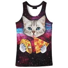 Горячая Распродажа Новая мода 3D Мужская Пицца Кошка принт 9 Размер Повседневная Tanktop на заказ Печать