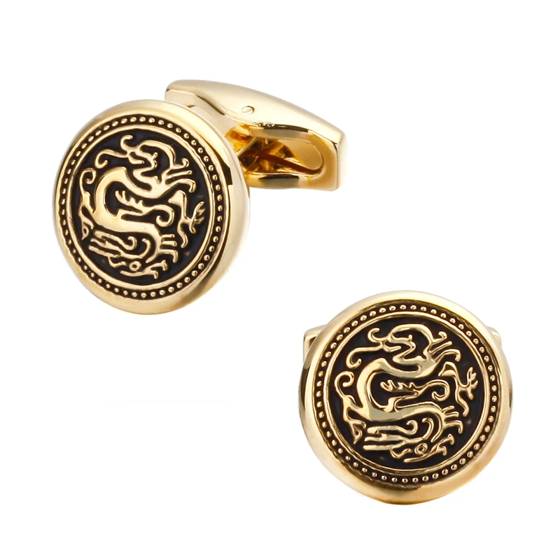 

Fashion brand men's shirts Cufflinks Cuff high quality China golden dragon totem dragon legend circle Cufflinks wholesale and re