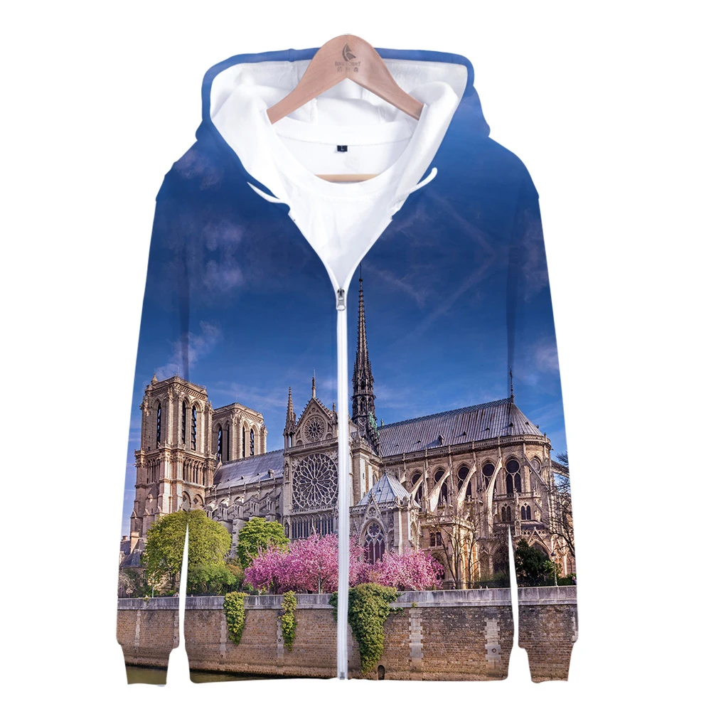 

Leisure HIP HOP Notre Dame de Paris new hoodie ladies / men's zipper trend hoodie sweatshirt casual hoodie zipper sweatshirt