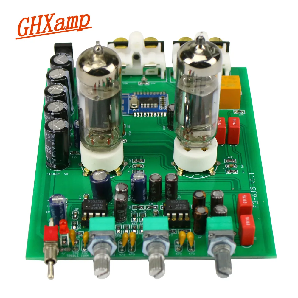 GHXAMP Bluetooth 6J5 Tube Preamplifier Tone Board NE5532 Preamp Tweeter Bass Adjust Bile Pre Speakers Amplifier DIY Analog Input