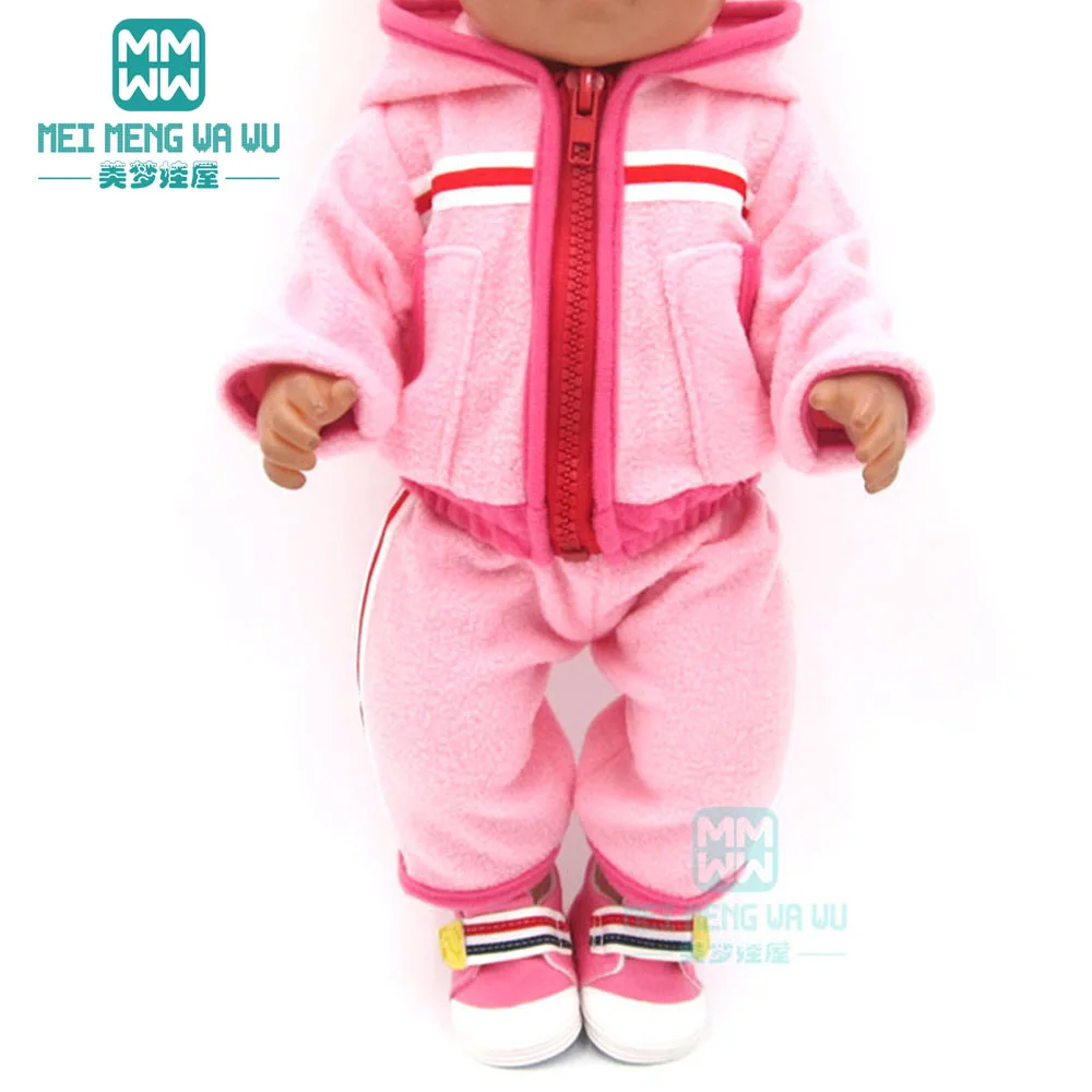 

Doll clothes for 43cm toy born doll accessories Pink casual sports baby clothes