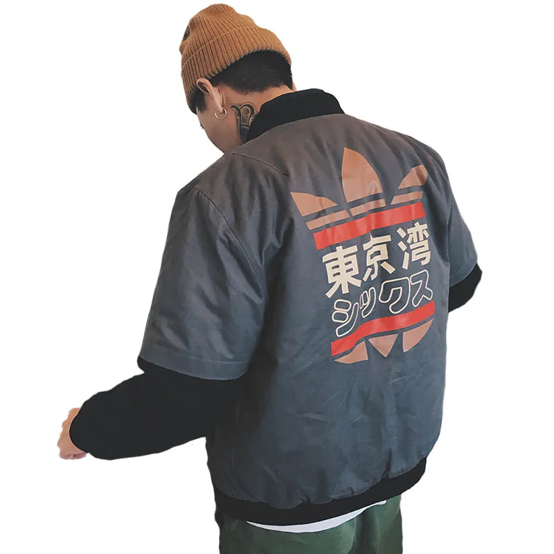 2018 Winter Men's New Bomber jacket Tokyo Bay Graffiti