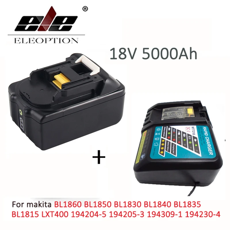 

with charger For Makita BL1860 BL1850 18V Battery 5000mAh Rechargeable Li-ion Battery for Makita BL1840 BL1830 With LED Light