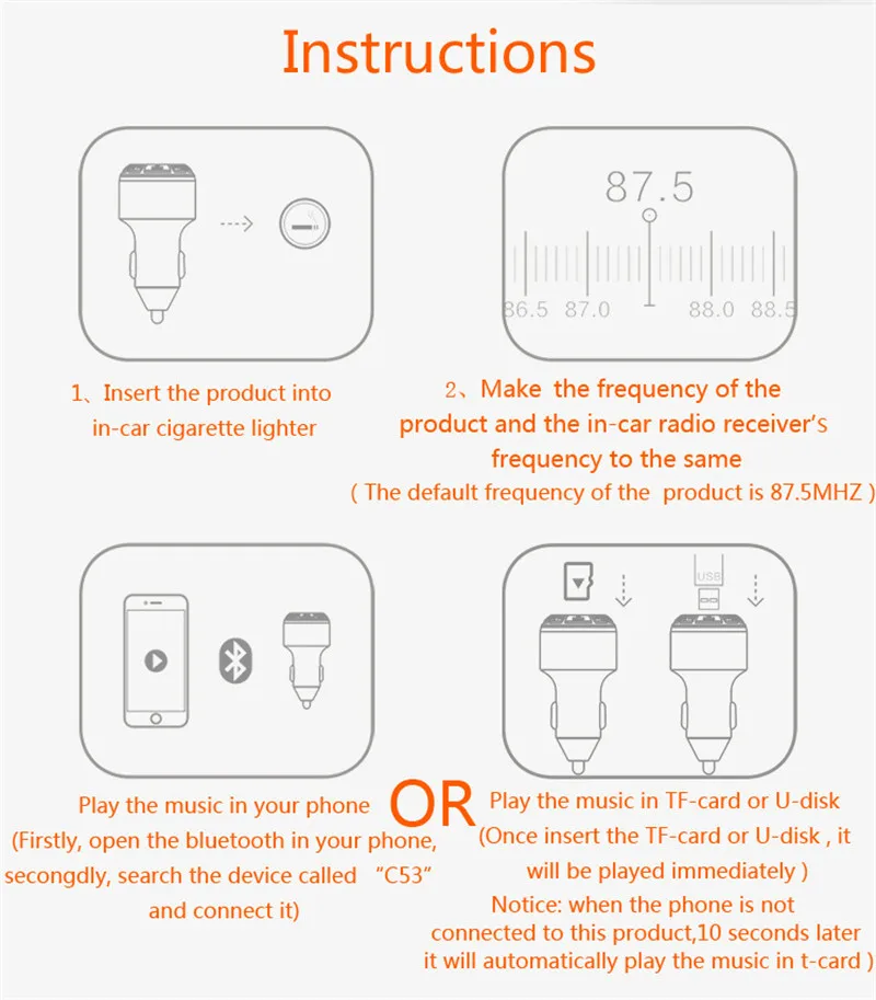 FM Transmitter Aux Modulator Bluetooth Handsfree Car Kit Car Audio MP3 Player with 3.1A Quick Charge Dual USB Car Charger (1)