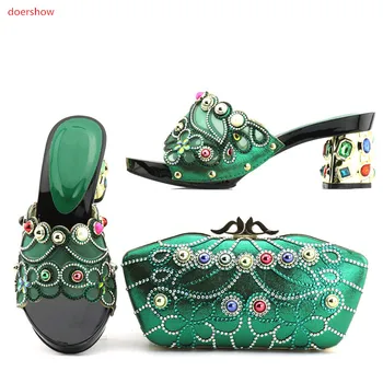 

doershow good Looking African Women Matching Italian Shoe and Bag Set Italian Shoe with Matching Bag for Wedding DA1-8