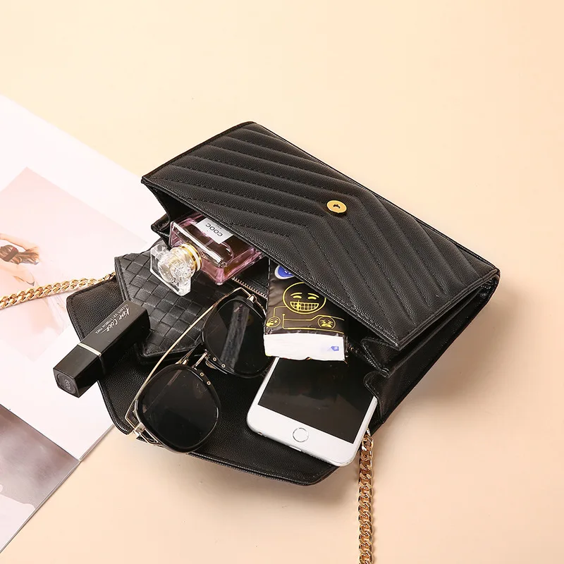

Spot Baggage Girls 2019 Spring New Euro-American Style True Leather Baggage Chain Baggage Pure Chain