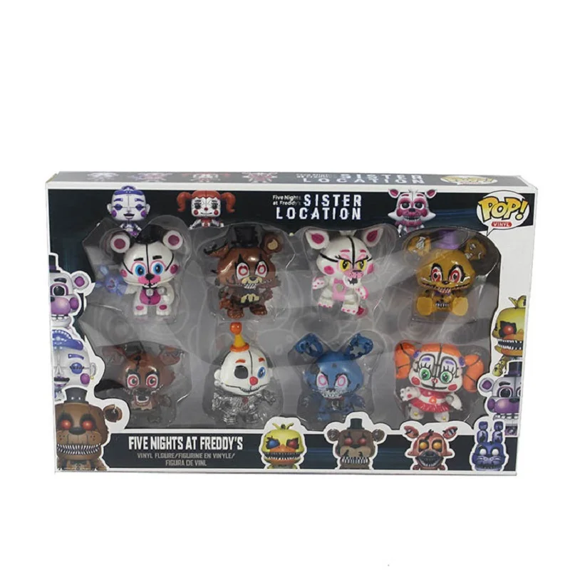 Новинка FNAF Freddy мини-фигурка Nendoroid 5-6 см ПВХ Five Nights At Freddys Foxy Freddy Chica Аниме фигурки Свободные игрушки 8 компл - Цвет: have box