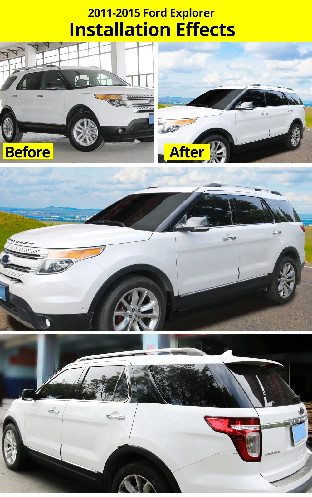 JHO скрытые наклейки на окна C для Ford Explorer 2011- 2012 2013 кузова плавающая подвесная крыша