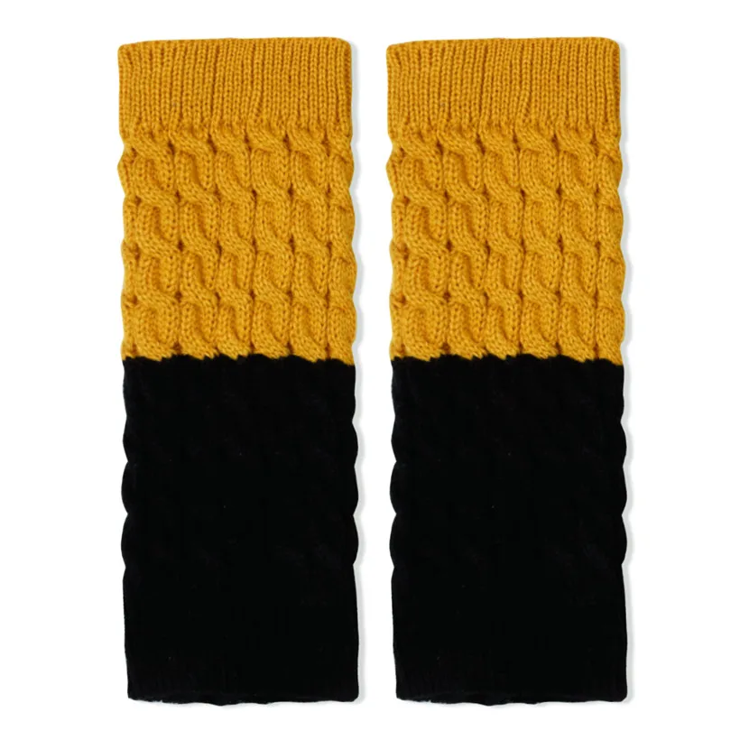 Зимние женские теплые вязаные носки гетры сапоги вязаный крючком длинные носки шерсть вязаный крючком гетры сапоги носки манжеты для женщин - Цвет: yellow black