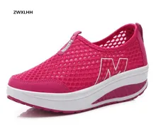 2017 New Fashion Women Casual Blumendruck Leder Plattform Evelator Schuhe Frauen Schwingen-keil-schuh-freies Zapatillas Deportivas Mujer