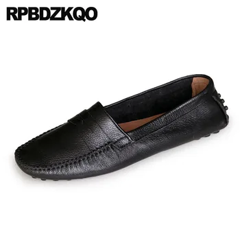 

high quality casual brown luxury flats fashion slip on moccasins black genuine leather soft soled men slip-ons shoes driving