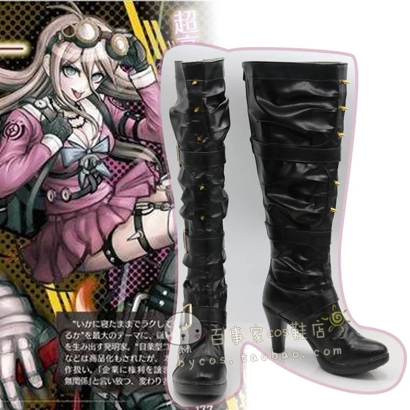 

New High Quality Danganronpa V3 Killing Harmony Iruma Miu Rabbit Cosplay Rivet Boots Shoes Cosplay Costume Black