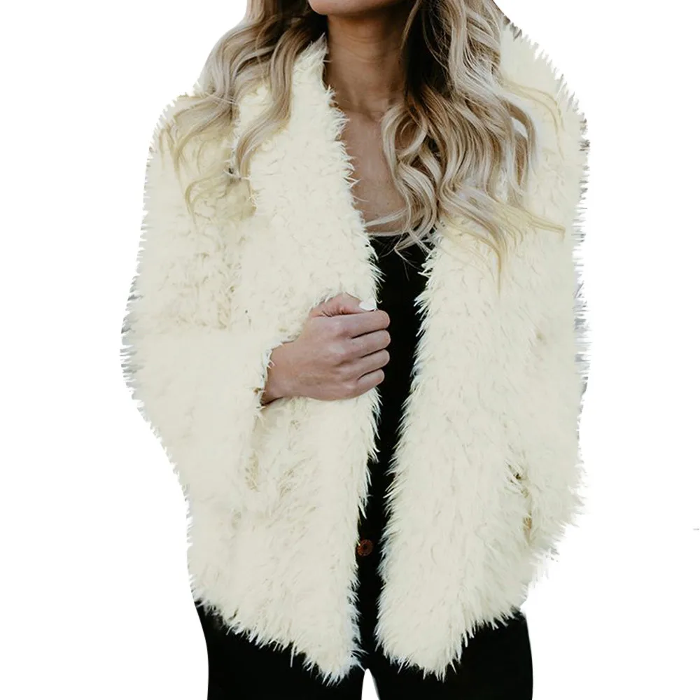

CHAMSGEND Winter Wool Coat 2018 New Womens Fashion Warm Faux Fur Coat Jacket Winter Solid Parka Hooded Outerwear Oc16
