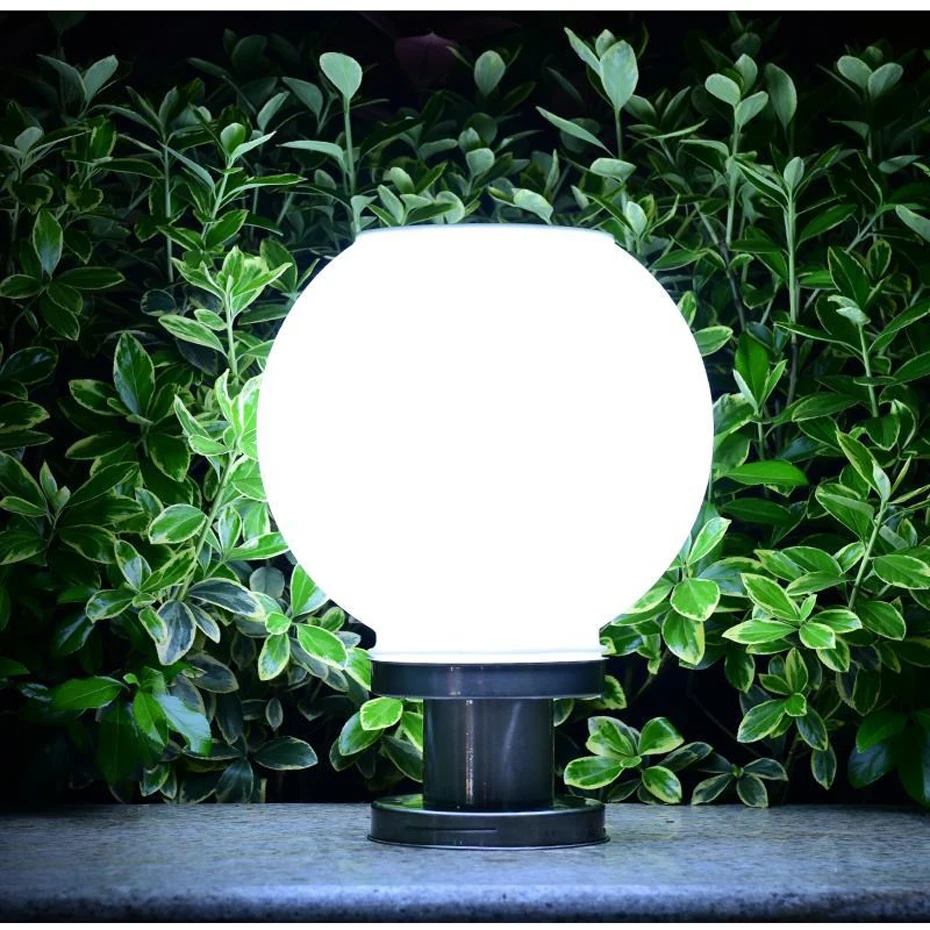 Креативный круглый шар из нержавеющей стали солнечный светильник Открытый водонепроницаемый 18 светодиодный светильник с колонной для сада Вилла столб сад