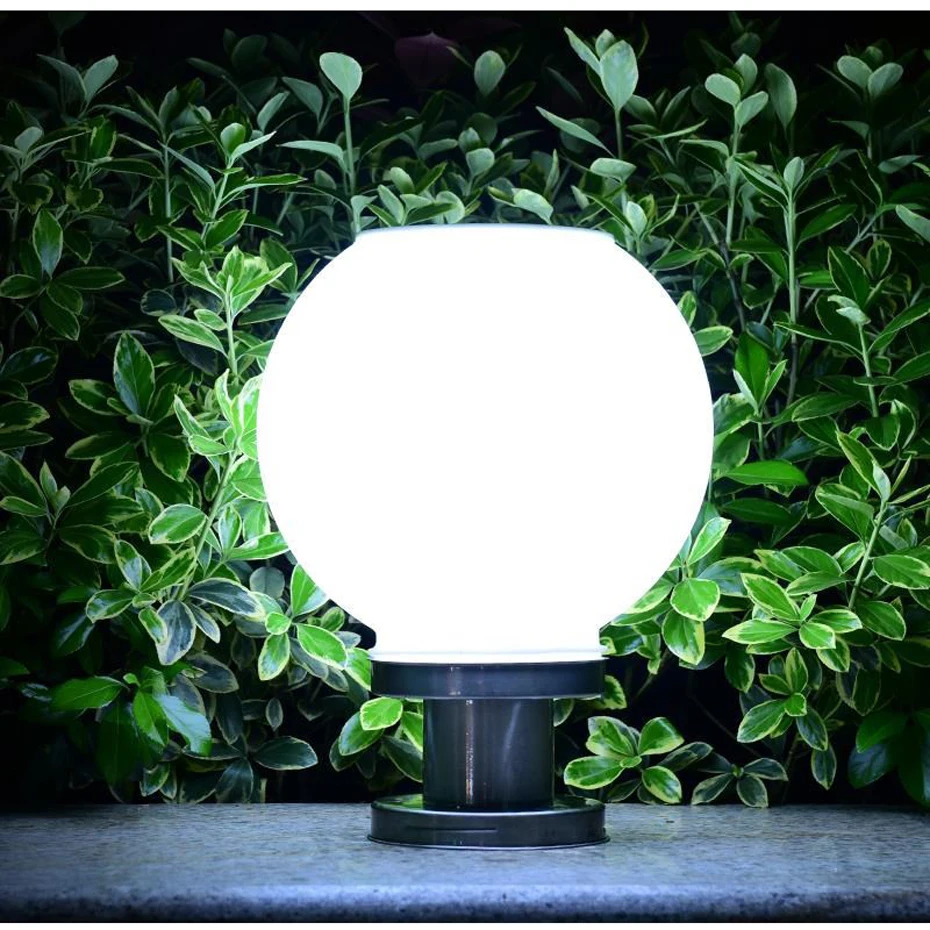 Redonda de Aço Livre à Prova Luz ao ar Luz para Jardim Criativo Bola Inoxidável Solar Dwaterproof Água 18 Led Coluna Cabeça Villa Pilar Jardim Pós 8 Lâmpadas solares