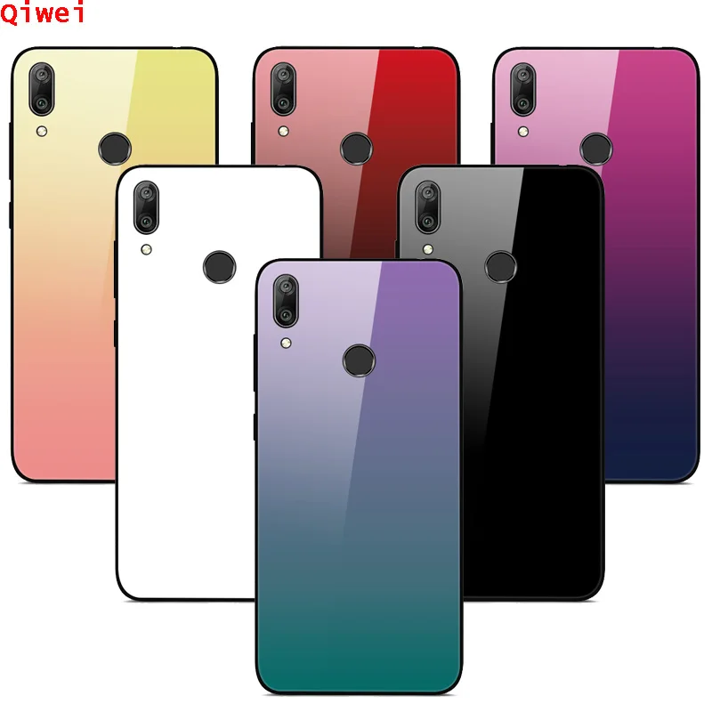 

Gradient Tempered Glass Phone Case For Huawei Honor 8S 8A 7A 10i 8X 9 10 lite 8C Cover Fundas P20 P30 Lite Nova 5i 4 Y7 Y6 2019