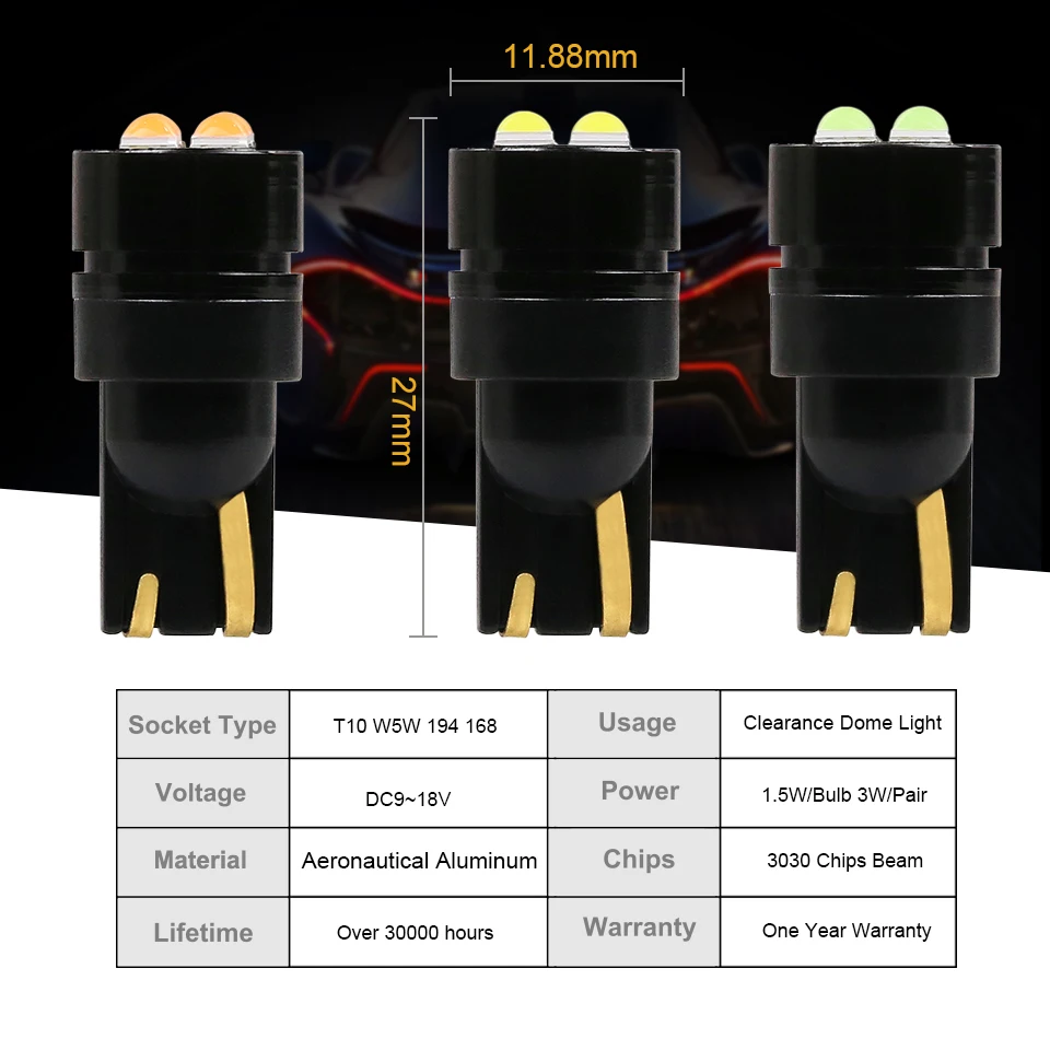ANMINGPU T10 Led 10 шт. сигнальная лампа W5W Canbus 3030 SMD 168 194 для автоматического освещения