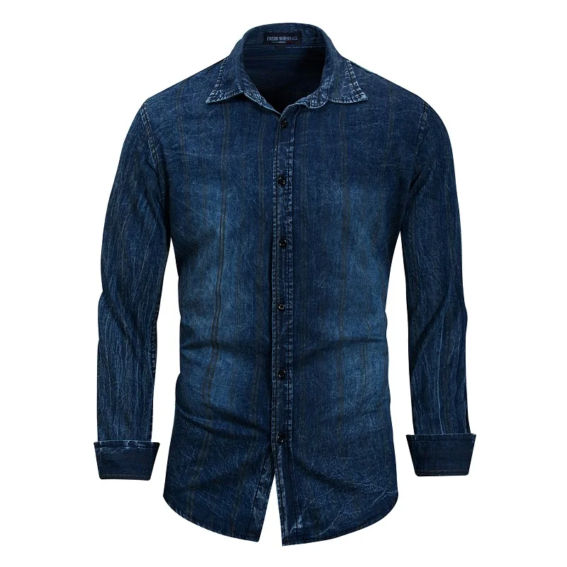 Dress Shirts Slim Fit Mens Denim Shirts Long Sleeve Casual 100 Cotton