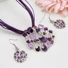 Ювелирные наборы в форме раковины, полые ожерелье с подвеской из эмали, серьги, Модный Ювелирный Набор, массивные ювелирные изделия, цепочка из кожаной веревки, подарки