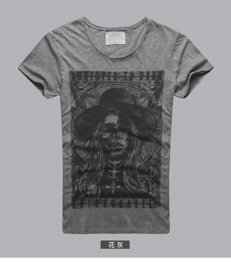 Summer new Gothic dark pattern printing men's Slim fit short-sleeved Cotton T-shirt men's short-sleeved brand men clothing T4349