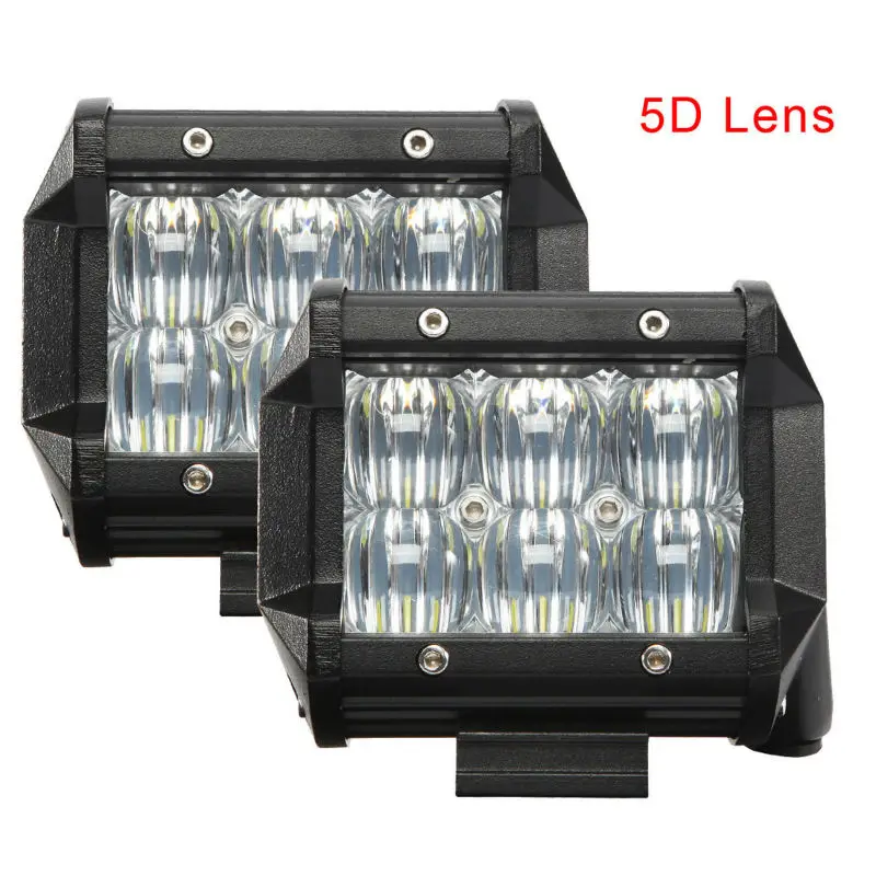 2pcs 4" inch 42W 5D LED Work Light SPOT FLOOD Beam for Jeep Off road