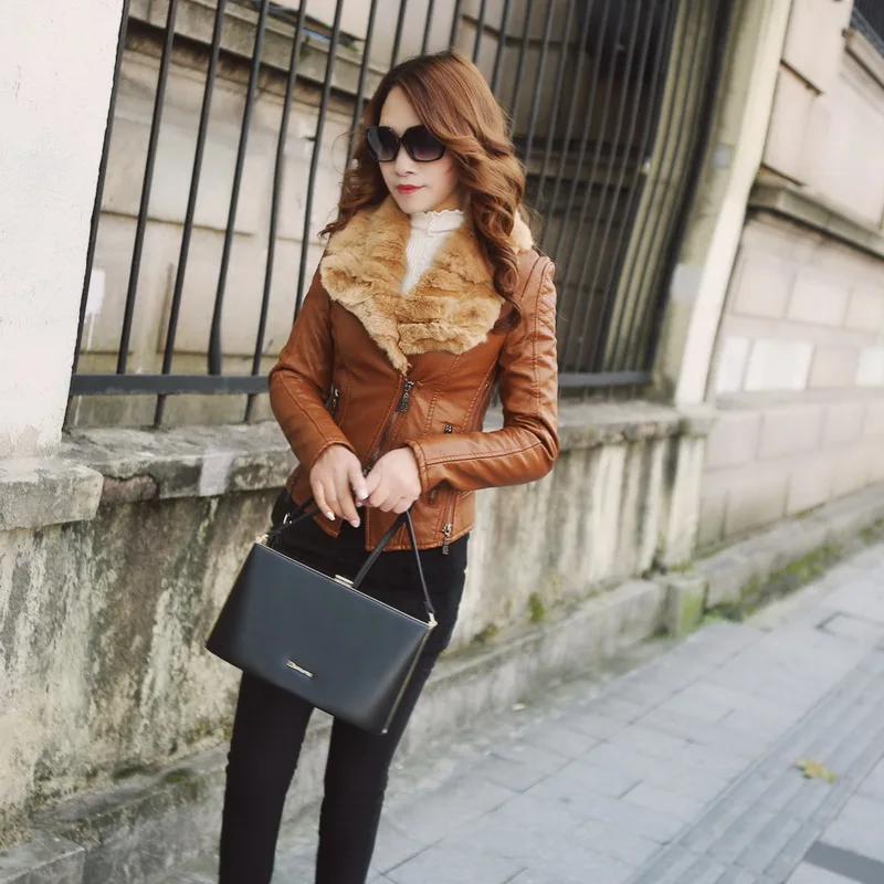 2018 прямые продажи полная молния Новинка v образный вырез женская кожаная куртка