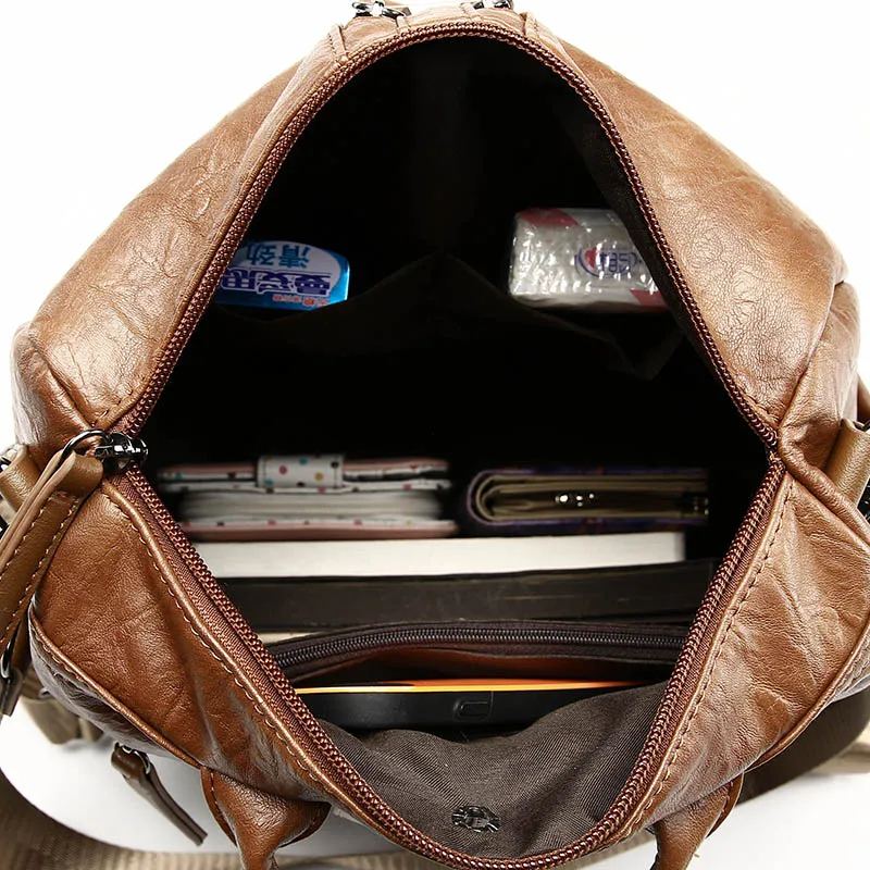 2018 de moda de cuero de la PU mochilas de alta calidad Mochila Escolar bolsas para la escuela de chicas adolescentes mango superior Anti robo Mochila