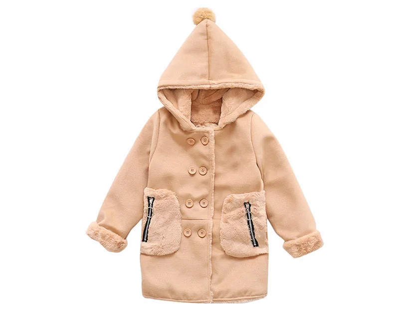 2018 new winter Children's outerwears clothing fleece coat baby big girls hooded woolen jackets for kids thick long warm coats  (5)