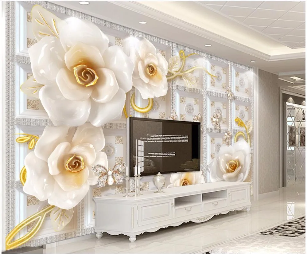 

custom mural photo 3d wallpaper Embossed rose modern simple European tv background wall 3d wall murals wallpaper for walls 3 d