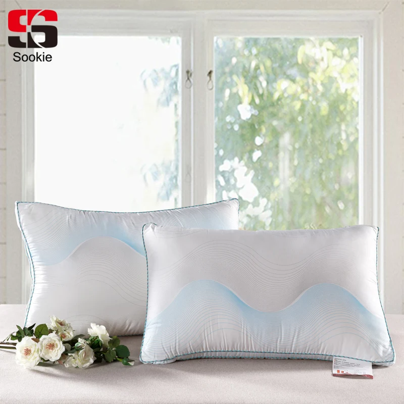 Sookie Blue Striped Soft Sleeping Pillow Fiber Filled Bedding Pillows