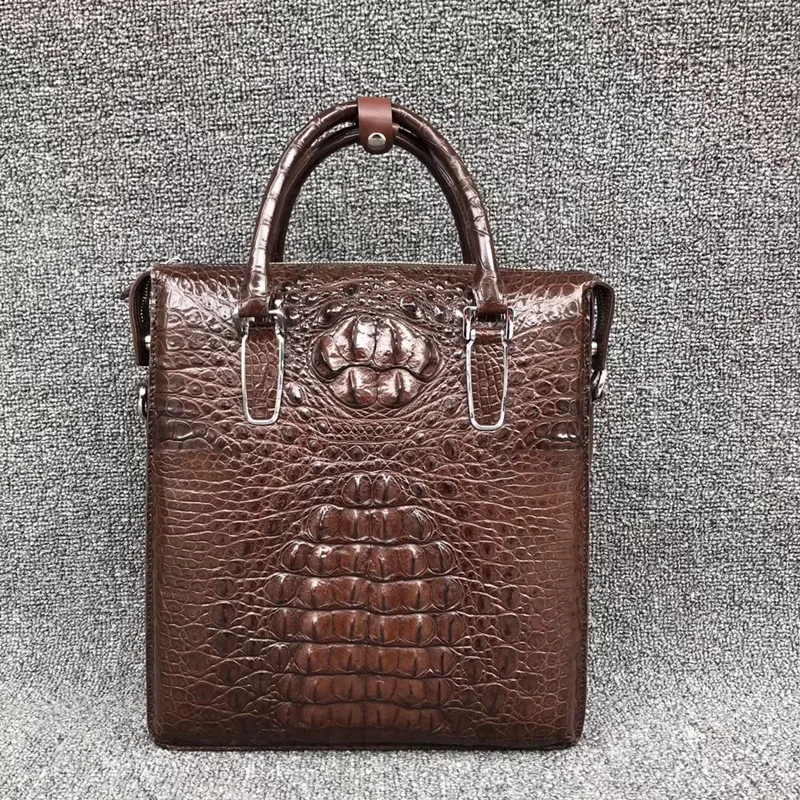 

Authentic Crocodile Skin Zipper Closure Businessmen Working Purse Handbag Briefcase Exotic Alligator Leather Male Shoulder Bag