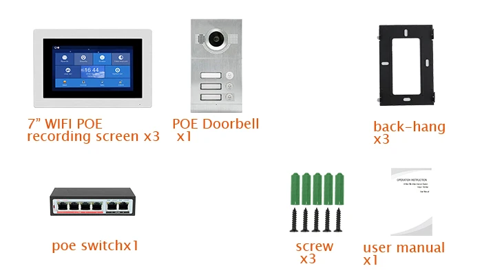 Бесплатная доставка POE коммутатор 1.0MP Wi Fi IP квартира 7 "видеодомофоны телефон двери набор для записи 3 сенсорный экран удаленного мониторы