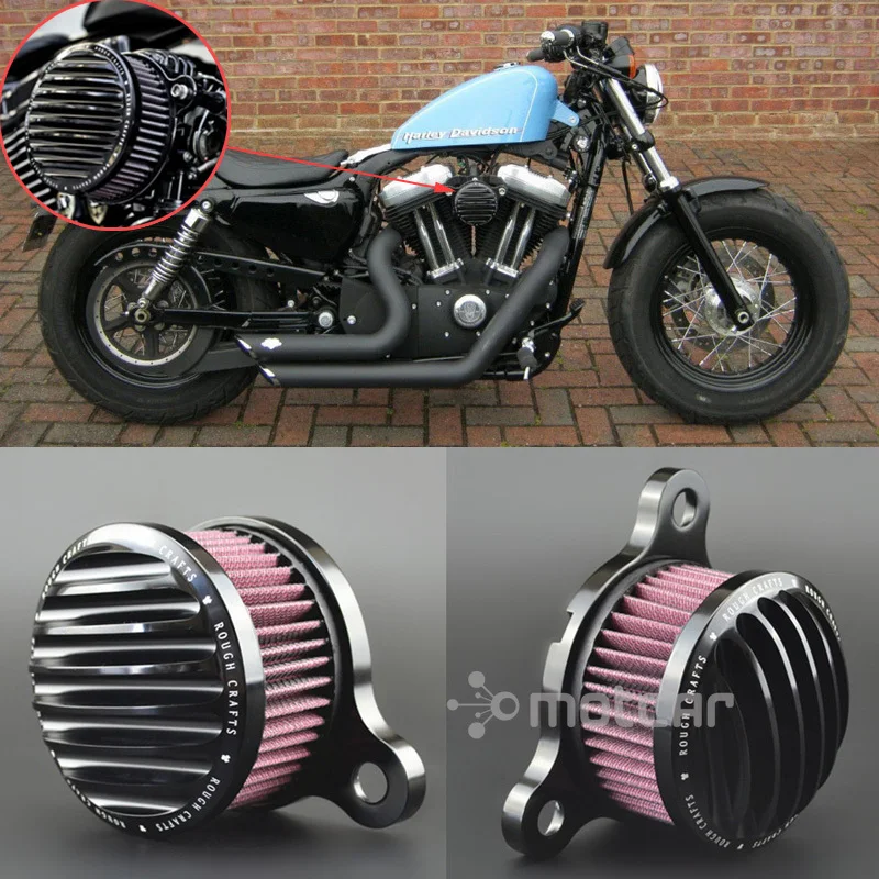 Black Cnc Custom Rough Crafts Air Cleaner Intake Filter For 20042014