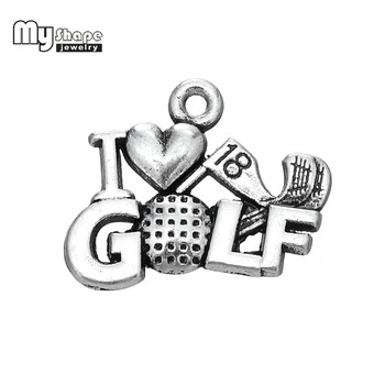 

My shape 30pcs Metal Word Golf Ball I Love Golf Accessory Charm Jewelry