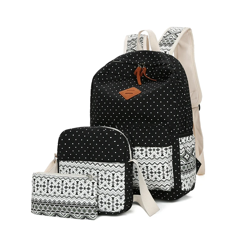 3 комплекта холщовый рюкзак модный подростковый студенческий рюкзак школьные сумки для девочек и мальчиков сумка для книг Высокое качество двойной наплечный рюкзак - Цвет: black