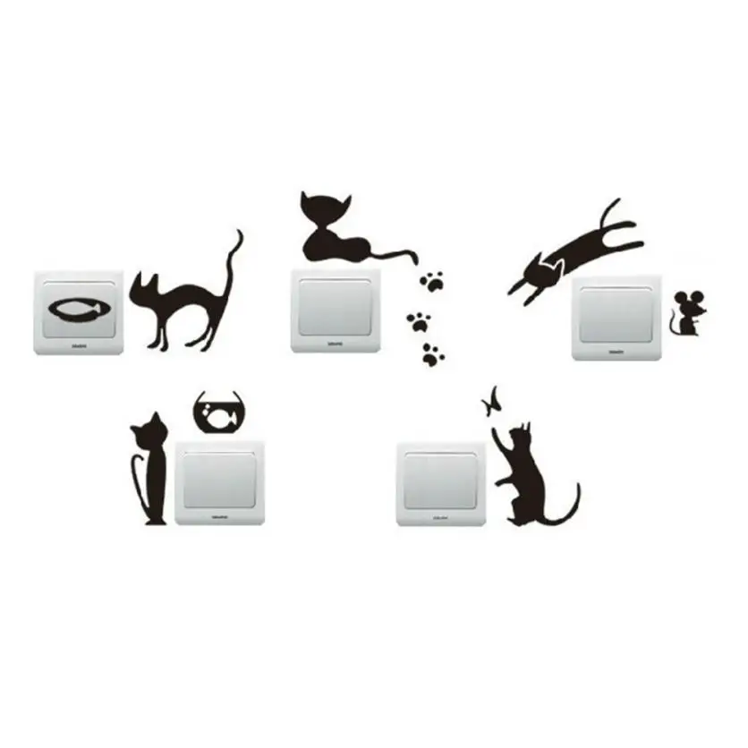 5 шт. съемные виниловые наклейки Кот и мышь|stickers wall stickers|switch stickerwall sticker |