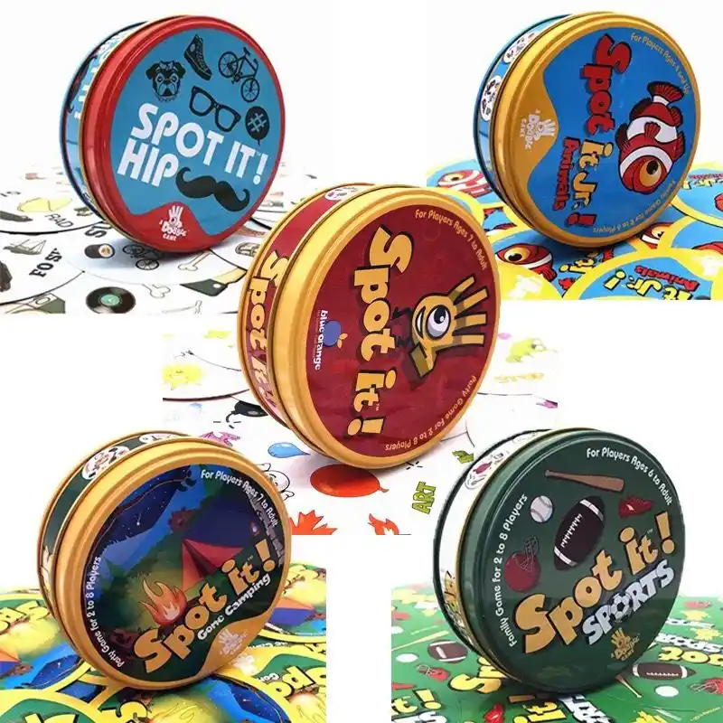 5 Pcs Nuovo Spot Carte Carte Da Gioco Inglese Versione Per I Bambini Attivita Di Famiglia Del Partito Di Gioco Da Tavolo Deck Giochi Da Tavolo Con Scatola Di Metallo Giochi Di Carte